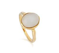 Irregular B Gem Moonstone Ring in Yellow Gold Plated Sterling Silver