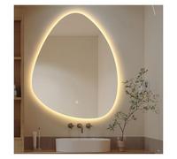 Irregular Bathroom Mirror Illuminated Makeup Mirror Touch Switch Wall Mirror for Bedroom Hallway & Vanity (50x70cm) - Stylish & Functional Decor