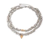 Irregular Beads Choker Necklace Layered Heart Bead Gravel Necklace Multilayer Small Bead Beaded Necklaces Stackable for Women Dainty Jewelry Trendy Gift, Middle, CCB, No Gemstone