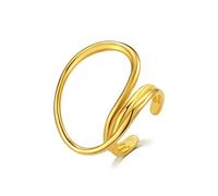 Irregular Big Round Statement Ring for Women Girls Exaggerated Unique Layered Solid Infinity Wedding Promise Open Wrap Finger Rings Adjustable Personality Minimalist Jewelry Size 7-10 (Gold)