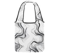 Irregular Black Lines Reversible Canvas Shoulder Tote - Double-Sided Print, 12oz Cotton, 27cm Drop, Fold-Flat Bag for Travel, Shopping, Street Outings