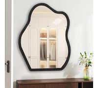 Irregular Black Wall Mirror Decorative Asymmetrical Wooden Frame 36x56cm & 46x60cm Ideal for Bathroom Vanity Living Room Bedroom & Entryway Decor