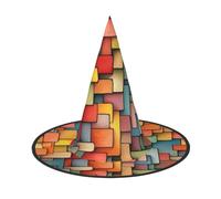 Irregular Blocks Halloween Hat Witch Hat – Perfect for Women, Men,Witches Hat Decor for Hanging, and Party Use
