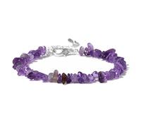 Irregular Chips Natural Stone Bracelet Amethyst Beads Crystal Quartz Gravel Reiki Bracelets for Women Girls(A)