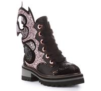 Irregular Choice Fyre Bug Glitter Heel Shoe Women Boots Black Multi UK 3 - 8