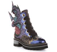 Irregular Choice Fyre Bug Glitter Lace Up Heel Shoe Black Multi Womens UK 3 - 8