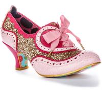 Irregular Choice Jazz Cat Bow Lace Pink Heart Womens Heels Black Pink UK 4 - 8