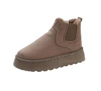irregular choice Lightweight Work Boots Womens Mens Winter Wide Fit Snow Boot Waterproof Non-Slip Hiking Shoes Warm Fur Lined Wedge Ankle Booties Comfortable Low Heel Waking Boot Khaki 8