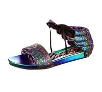 Irregular Choice Winging It Flat Open Toe Ankle Strap Sandals (Black metallic rainbow, UK Footwear Size System, Adult, Women, Numeric, Medium, 7.5)