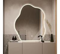 Irregular Cloud-Sd LED Bathroom Mirror eless Vani Mirror with Touch Control Dimmable Illuminat 3 Light Colors Detive Wall Mirror (40cm)