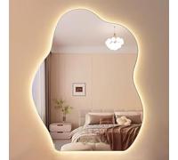 Irregular Cloud Shape LED Bathroom Mirror, 3 Colour Temperatures, Infinitely Dimmable Anti-fog Frameless Wall Mounted Mirror 50x70cm/19.7x27.6in | Vanity Makeup Mirror for Bathroom Washroom