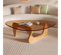 Irregular Coffee Table Modern Wooden Coffee Tables with Solid Wood Base, Center Accent Tea Table for Living Room Apartment Small Space
