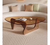 Irregular Coffee Table Modern Wooden Coffee Tables with Solid Wood Base, Center Accent Tea Table for Living Room Apartment Small Space