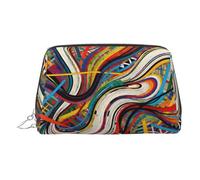 Irregular Colored Curve Print Chic Travel Makeup Bag, Cute Cosmetic Pouch for Women for Purse and On-the-Go Use