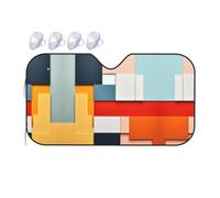 Irregular Colour Block Medium Car Windshield Sunshade - Quick Cooling in The car in Summer, Portable Storage Sunshade