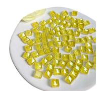 Irregular Crystal Mosaic Tiles Mosaic Tiles for Crafts Color 50pcs Glass Glitter Mosaic Square Shape Home Decoration(Lemon Yellow Glitter)