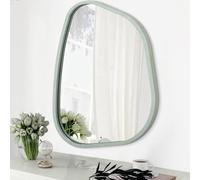 Irregular Decorative Oval Asymmetrical Wooden Framed Unique Shape Wall Mounted Vanity Artistic Mirror - Large for Bathroom, Living Room, Entryway