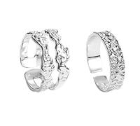 Irregular Folds 925 Sterling Ring Vintage Adjustable Opening Tin Foil Bohemian Elegant Stackable Ring Jewelry Gift Women,