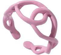 Irregular Geometric Shape Hollow Open Ring, Personality Fashion Colorful Baked Lacquer Adjustable Ring, Creative Strange Alloy Jewelry Accessory, For Birthday Birthday Party Gift