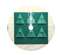 Irregular Geometric Shapes Christmas Tree Skirt – Festive Printed Holiday Decor With Premium Linen-Like Fabric For Christmas, New Year & Halloween Celebrations