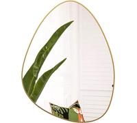 Irregular Gold Tear Drop Mirror Modern Asymmetrical Design for Living Room & Bathroom Decoration Frosted Edges 50x70cm (19.7x27.6in)
