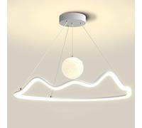 Irregular Hanging Lamp Nordic Modern Led Light, 3 Color Temp Light Fixture Contemporary Hanging Ceiling Lights for Dining Room Bedroom Kitchen Island Cafe/White/60Cm
