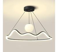 Irregular Hanging Lamp Nordic Modern Led Light, 3 Color Temp Light Fixture Contemporary Hanging Ceiling Lights for Dining Room Bedroom Kitchen Island Cafe/Black/50Cm