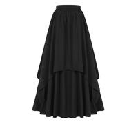 Irregular Hem Renaissance Maxi Skirt Renaissance Skirt Women's Medieval Skirt Long Elastic Waist A-line Renaissance Costume Victorian Skirt, black, XXL