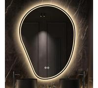 Irregular LED Bathroom Mirror 3 Dimmable Colors Human Body Sensing Anti-Fog Feature 50 x 68 cm - Modern Vanity Mirror for Stylish Home Decor