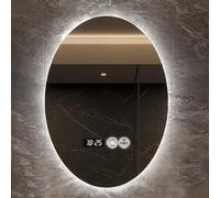 Irregular Led Bathroom Mirror, Oval Illuminated Backlit Wash Basin Mirror, Anti-fog Large Oval Vanity Mirror, Three Colors Dimmable