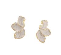 Irregular Metal Flower Post Earrings Maple Leaf Petal Dangle Earring Stylish Women's Fashion Jewelry Party Accessories