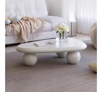 Irregular Coffee Table Modern Wood Cloud Shape End Table Low Coffee Table for Living Room Cloud Coffee Table with 3 Ball Legs for Living Room Bedroom,Cream
