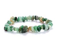 Irregular Natural Crystal Chakra Stone Bracelet Gemstone Beads Jewelry Multicolor Gravel Strand Bracelet for Women Men,Green