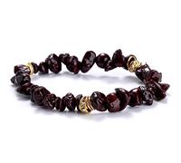 Irregular Natural Crystal Chakra Stone Bracelet Gemstone Beads Jewelry Multicolor Gravel Strand Bracelet for Women Men,Cardinal Red