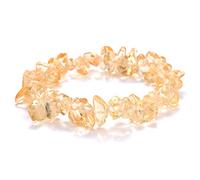Irregular Natural Crystal Chakra Stone Bracelet Gemstone Beads Jewelry Multicolor Gravel Strand Bracelet for Women Men,Yellow Crystal
