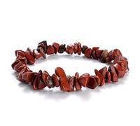Irregular Natural Crystal Chakra Stone Bracelet Gemstone Beads Jewelry Multicolor Gravel Strand Bracelet for Women Men,Red Stone