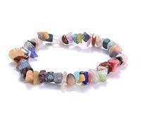 Irregular Natural Crystal Chakra Stone Bracelet Gemstone Beads Jewelry Multicolor Gravel Strand Bracelet for Women Men,Multicolor