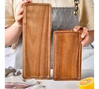 Irregular Oval Wooden Serving Tray and Dinner Plate for Displaying Snacks, Fruit, Dessert, and Various Food Items (29.5 * 10.5 cm)