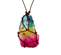 Irregular Rainbow Stone Necklace for Women, Men, Handmade, Natural Weaving, Reiki Crystal, Pendant, Necklaces, Jewellery, Practical Treatment Gifts