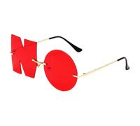 Irregular Rimless Eyewear - Block Blinding Reflections Comfortably, Novelty Alphabet Word Styling, Protective Polycarbonate + Skin Friendly Alloy, Scratch Resistant Shield Shades - For Holiday Beaches
