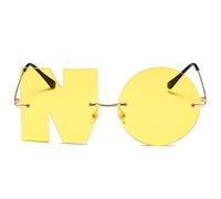 Irregular Rimless Eyewear - Block Blinding Reflections Comfortably, Novelty Alphabet Word Styling, Protective Polycarbonate + Skin Friendly Alloy, Scratch Resistant Shield Shades - For Holiday Beaches