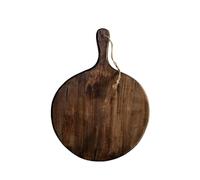 Irregular Round Chopping Boards Dark Brown Rustic Mango Wood Hand Carved Kitchen (Small 40cm)