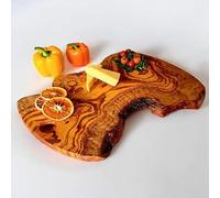 Irregular Shape with Hole | Handcrafted Olive Wood Cutting Board with Handle Hole | Rustic Kitchen Serving Tray for Cheese, Bread, Charcuterie & Food Prep (25 cm)