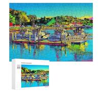 Irregular Shape Wooden Puzzles Harbor Docks Puzzle Police Boats Puzzles for Adults-300 PCS,for Everyone Bedroom Living Room Home Decor Wall.