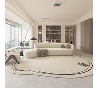 Irregular Shaped Oval Area Rug Fluffy Non-Slip Washable Carpet For Living Room, Bedroom