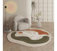 Irregular Shaped Oval Area Rug Fluffy Non-Slip Washable Carpet For Living Room Bedroom Dining Room