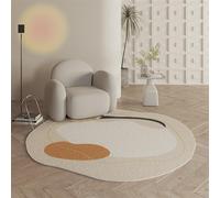 Irregular Shaped Oval Area Rug Fluffy Non-Slip Washable Carpet For Living Room Bedroom Dining Room