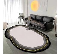 Irregular Shaped Soft Wool Cashmere Area Rug, Nonslip Washable Modern Abstract Accent Oval Rug for Living Room and Bedroom Floor Decor