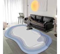 Irregular Shaped Soft Wool Cashmere Area Rug, Nonslip Washable Modern Abstract Accent Oval Rug for Living Room and Bedroom Floor Decor
