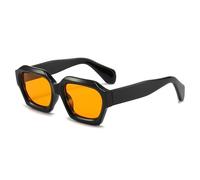 Irregular Square Sunglasses for Men Women Trendy Retro Polygon Female Sunglasses UV400, Black / Yellow, One Size
